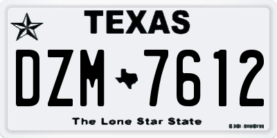 TX license plate DZM7612