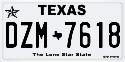 TX license plate DZM7618