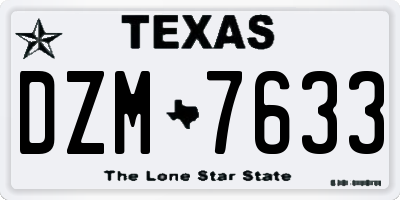 TX license plate DZM7633