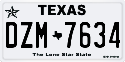TX license plate DZM7634
