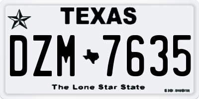 TX license plate DZM7635