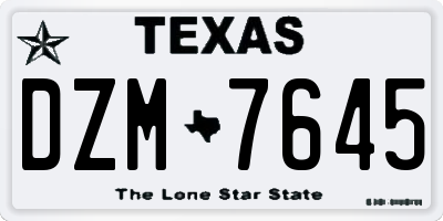TX license plate DZM7645