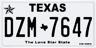 TX license plate DZM7647