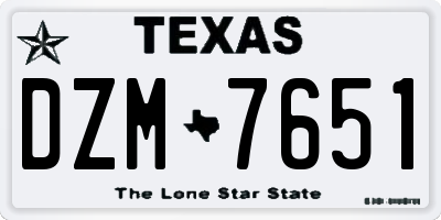 TX license plate DZM7651
