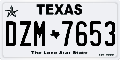 TX license plate DZM7653