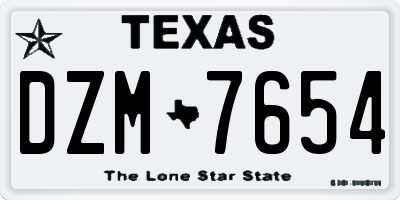 TX license plate DZM7654