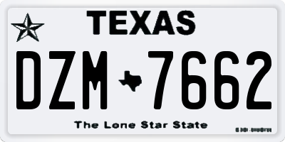 TX license plate DZM7662