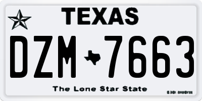 TX license plate DZM7663