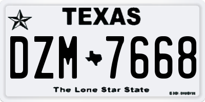 TX license plate DZM7668