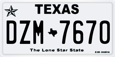 TX license plate DZM7670