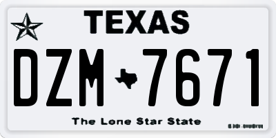TX license plate DZM7671