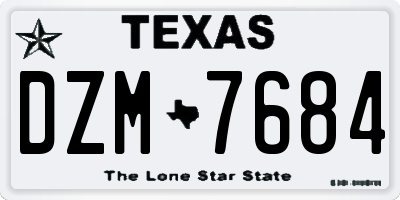 TX license plate DZM7684