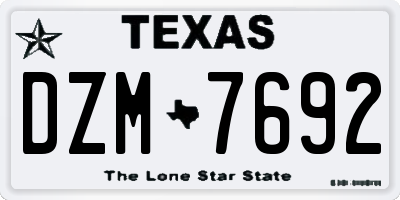 TX license plate DZM7692