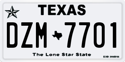 TX license plate DZM7701