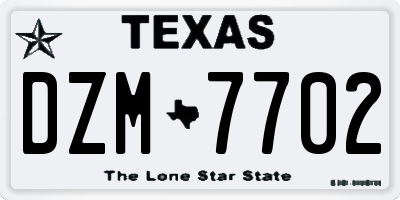 TX license plate DZM7702