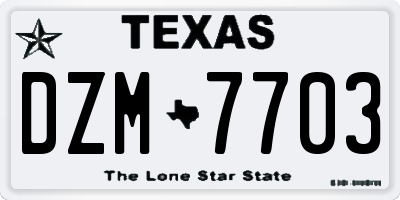 TX license plate DZM7703