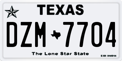 TX license plate DZM7704