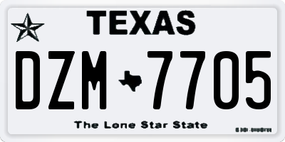 TX license plate DZM7705