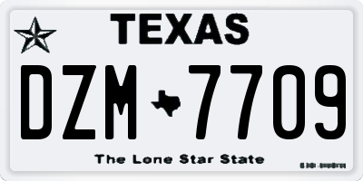 TX license plate DZM7709