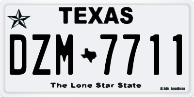 TX license plate DZM7711