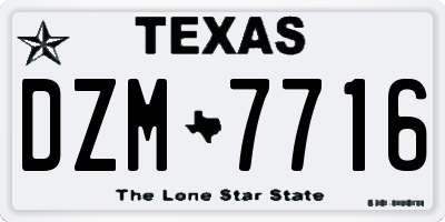 TX license plate DZM7716