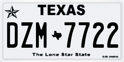 TX license plate DZM7722