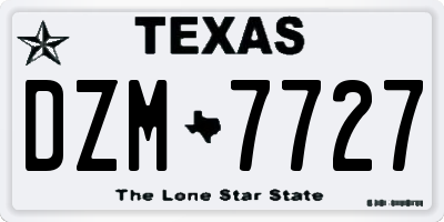 TX license plate DZM7727