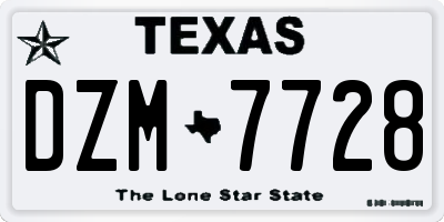 TX license plate DZM7728