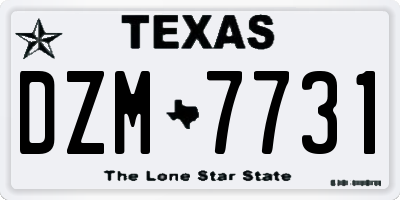 TX license plate DZM7731