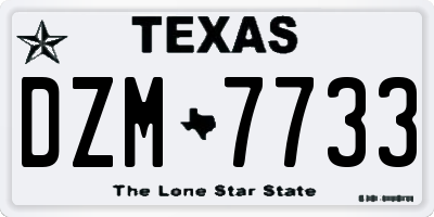 TX license plate DZM7733
