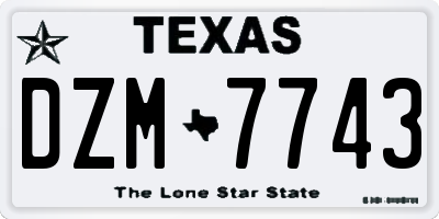 TX license plate DZM7743