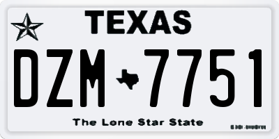 TX license plate DZM7751