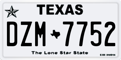 TX license plate DZM7752