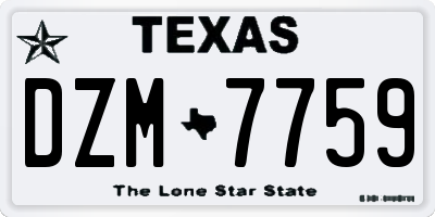 TX license plate DZM7759