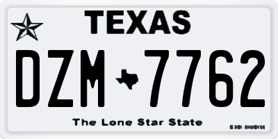 TX license plate DZM7762