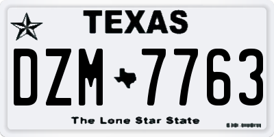 TX license plate DZM7763