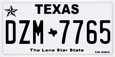 TX license plate DZM7765