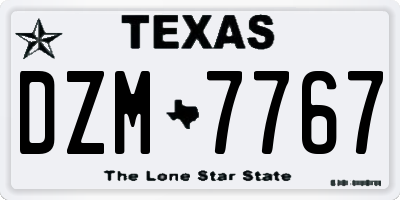 TX license plate DZM7767