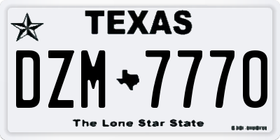 TX license plate DZM7770
