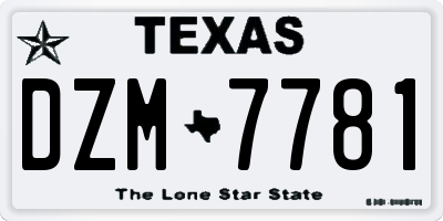 TX license plate DZM7781