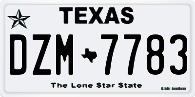 TX license plate DZM7783