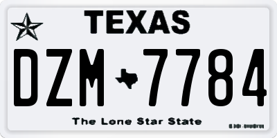 TX license plate DZM7784
