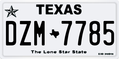 TX license plate DZM7785