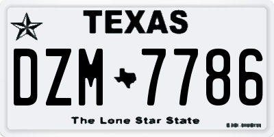 TX license plate DZM7786