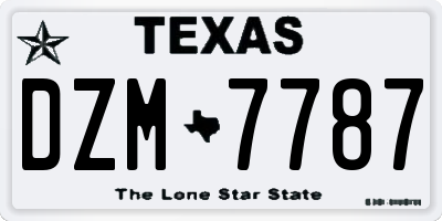 TX license plate DZM7787