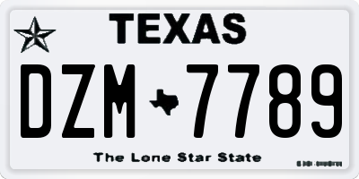 TX license plate DZM7789