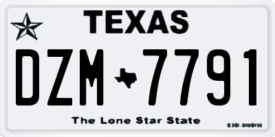 TX license plate DZM7791