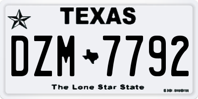 TX license plate DZM7792
