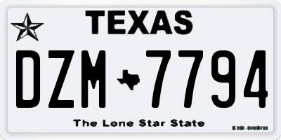 TX license plate DZM7794