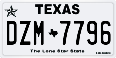 TX license plate DZM7796